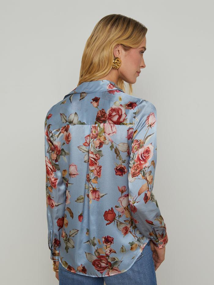 L'agence Chemisier En Soie Tyler Light Blue Tapestry Floral