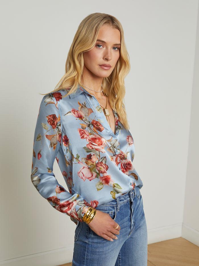 l'agence Chemisier en soie Tyler Light Blue Tapestry Floral