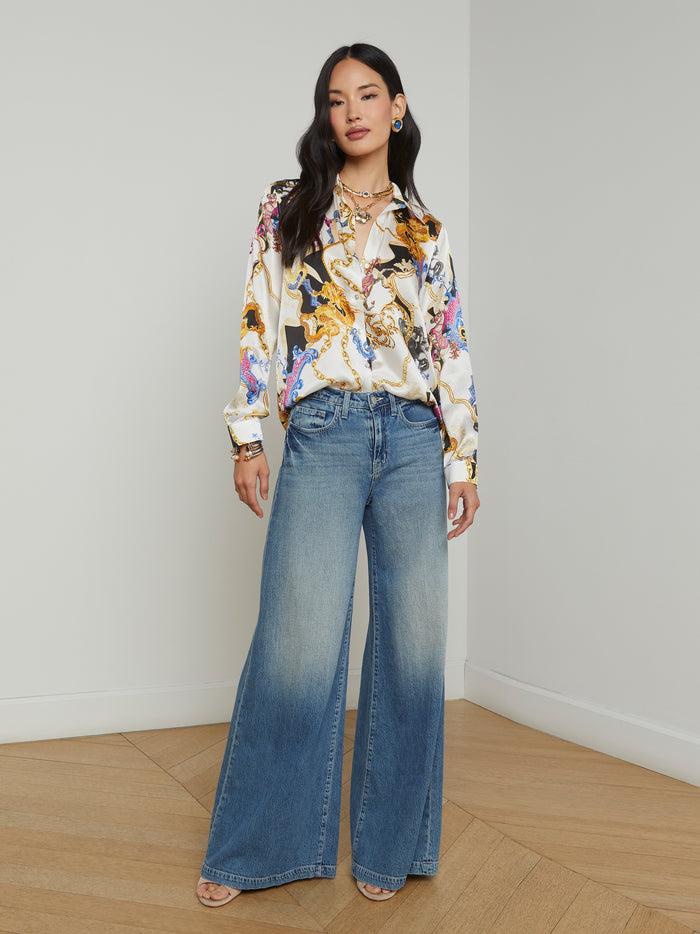 L'agence Chemisier En Soie Tyler White Black New Renaissance