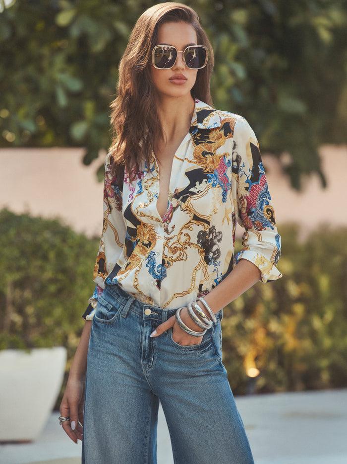 l'agence Chemisier en soie Tyler White Black New Renaissance