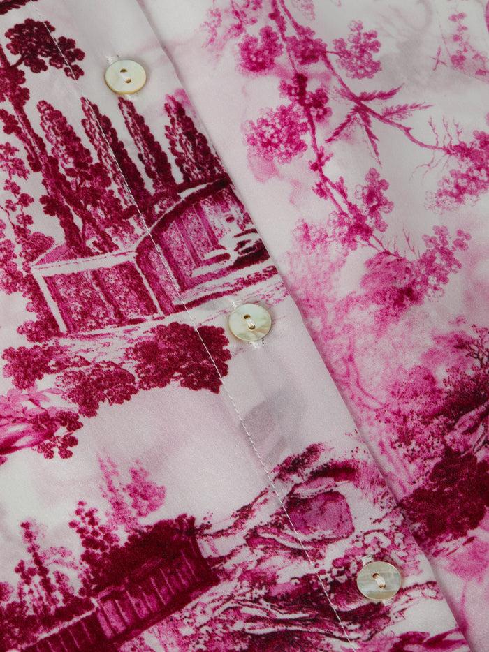 L'agence Chemisier En Soie Tyler White/Pink Small Porcelain Toile