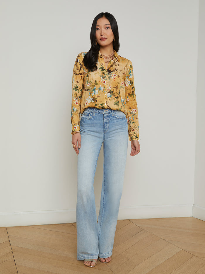 L'agence Chemisier Holly Gold Multi Watercolor Tiger