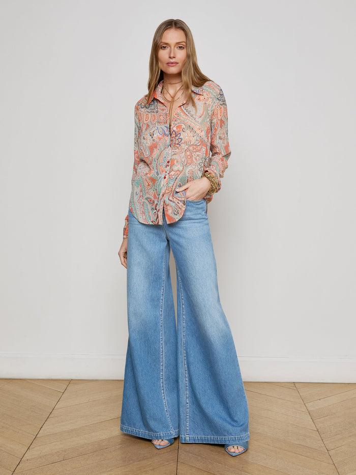 L'agence Chemisier Laurent Orange/Light Blue Traditional Paisley
