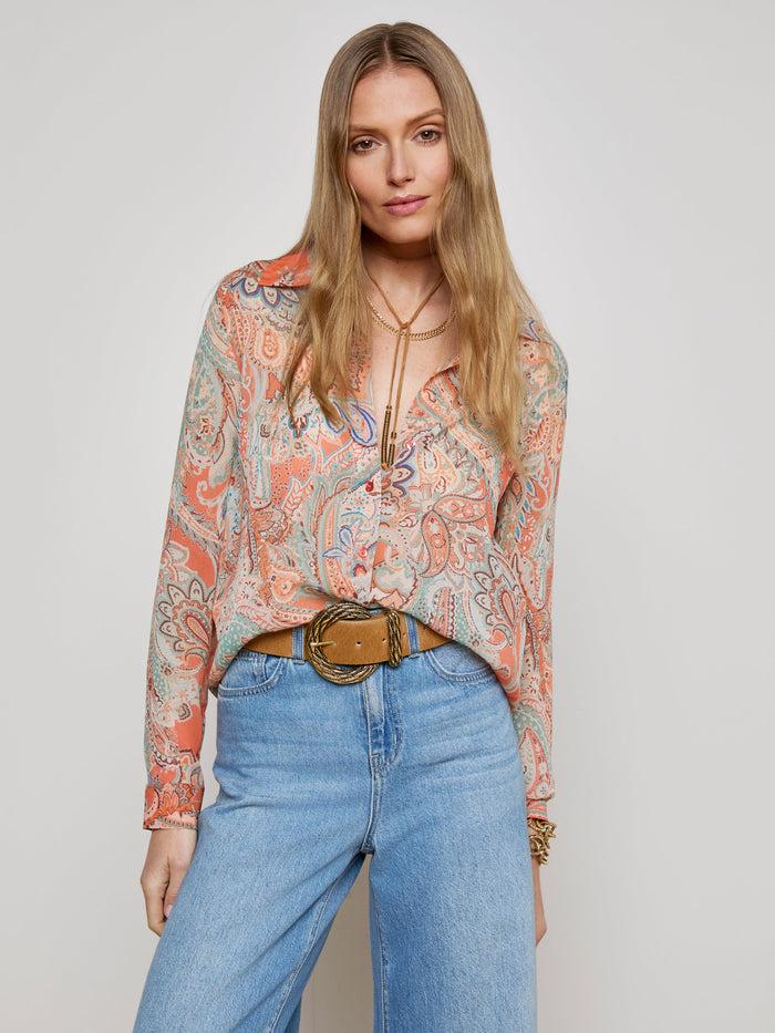 L'agence Chemisier Laurent Orange/Light Blue Traditional Paisley