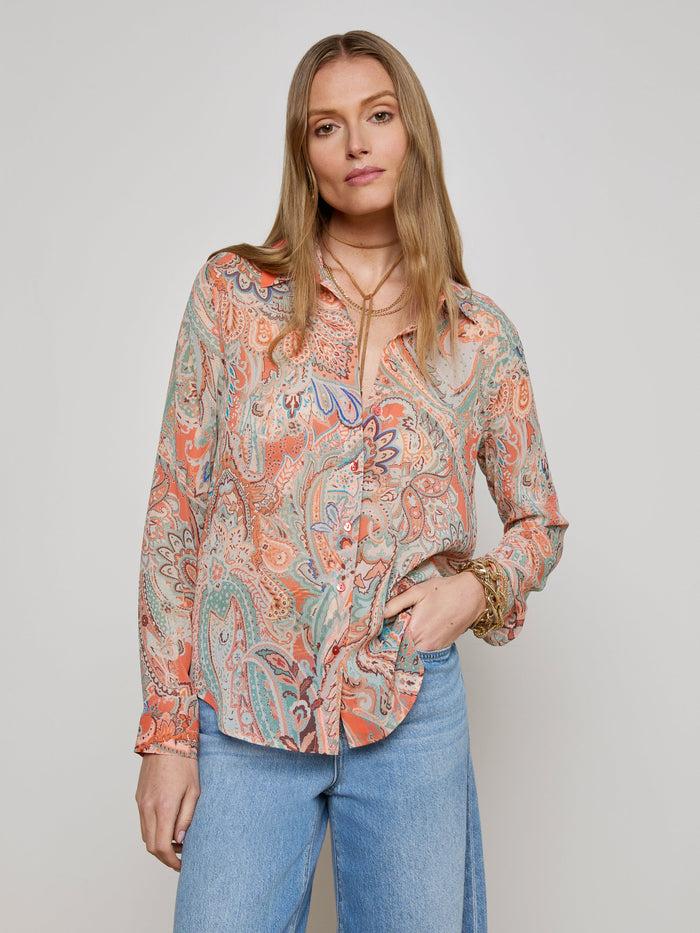 l'agence Chemisier Laurent Orange/Light Blue Traditional Paisley