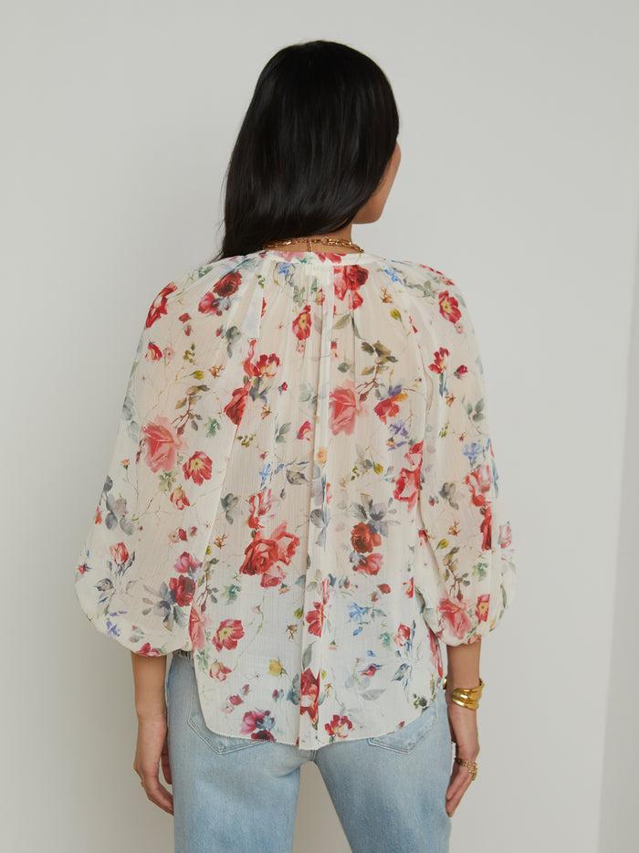 L'agence Chemisier Teagan Ivory Multi Watercolor Dusty Floral