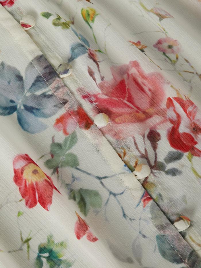 L'agence Chemisier Teagan Ivory Multi Watercolor Dusty Floral