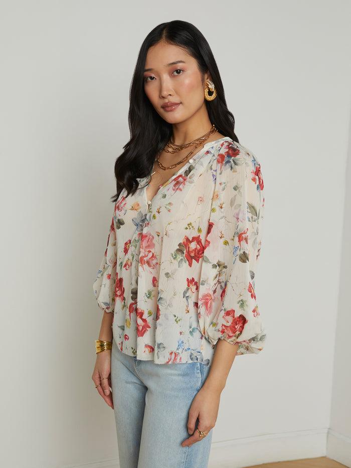 l'agence Chemisier Teagan Ivory Multi Watercolor Dusty Floral