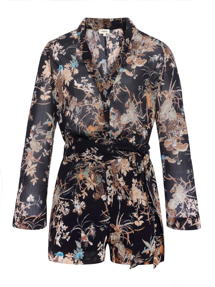 L'agence Combishort Arabell Black Multi Tapestry Jungle Print