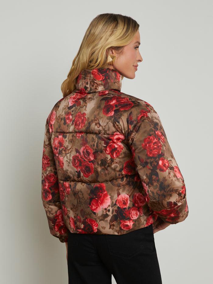 L'agence Doudoune Courte Jessi Army/Pink Floral Cheetah