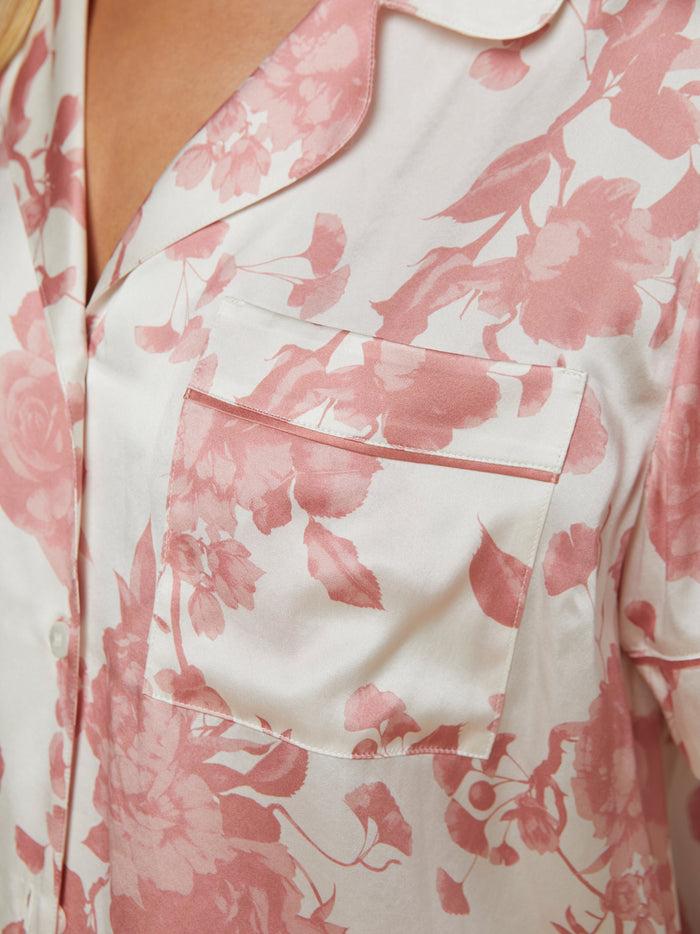 L'agence Ensemble Pyjama Court En Soie Inez Ikebana Pearl/Dusty Rose