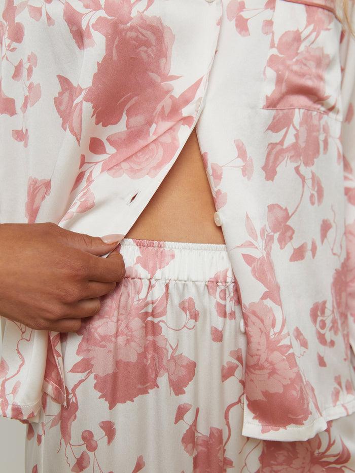 L'agence Ensemble Pyjama Long En Soie Inez Ikebana Pearl/Dusty Rose