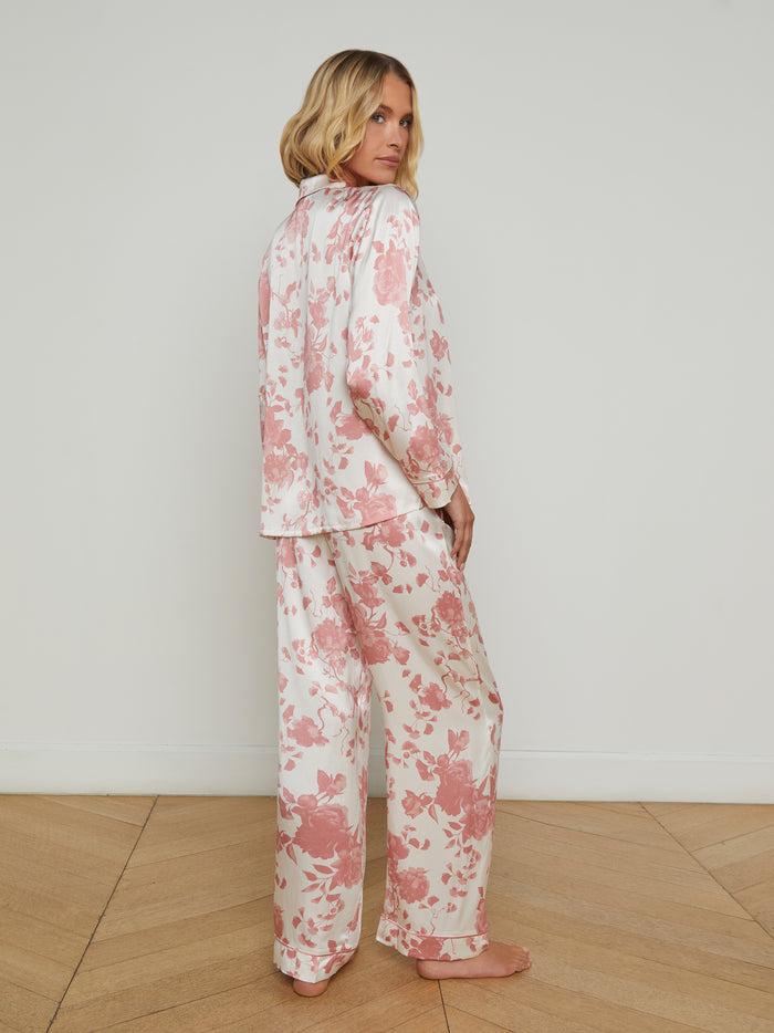 L'agence Ensemble Pyjama Long En Soie Inez Ikebana Pearl/Dusty Rose