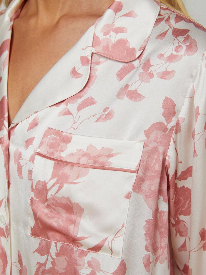 l'agence Ensemble pyjama long en soie Inez Ikebana Pearl/Dusty Rose