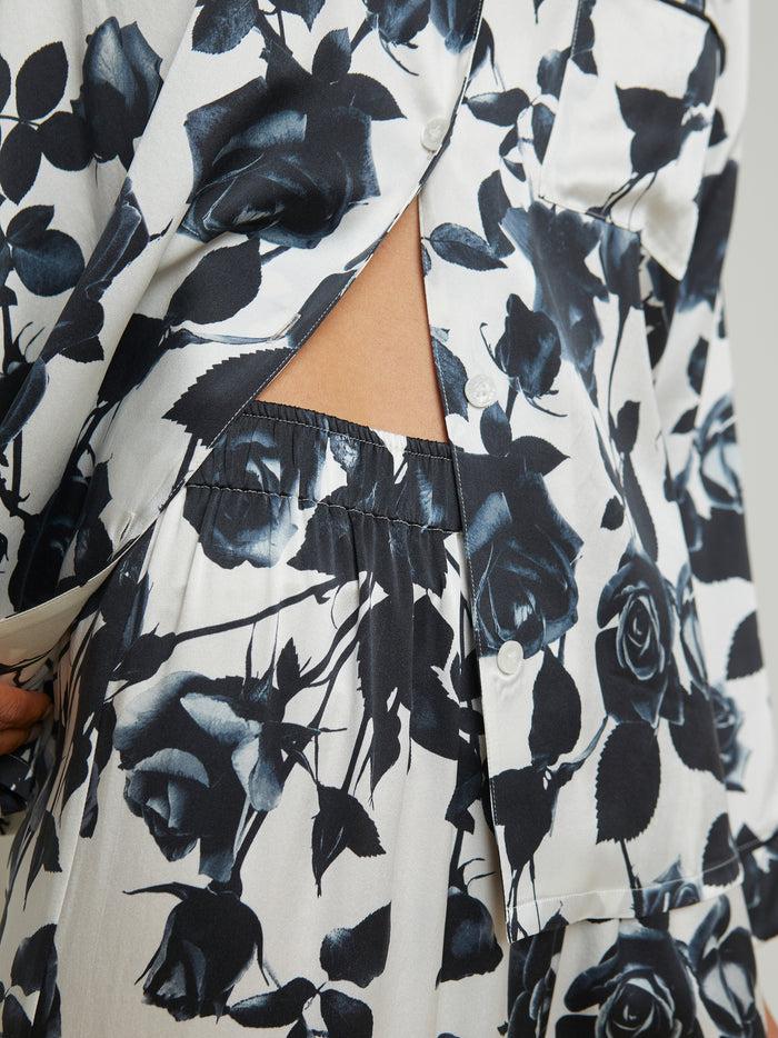 L'agence Ensemble Pyjama Long En Soie Inez Rose Memoire Pearl/Black