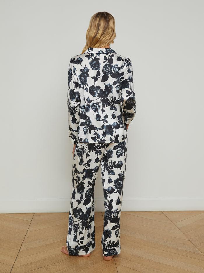 L'agence Ensemble Pyjama Long En Soie Inez Rose Memoire Pearl/Black