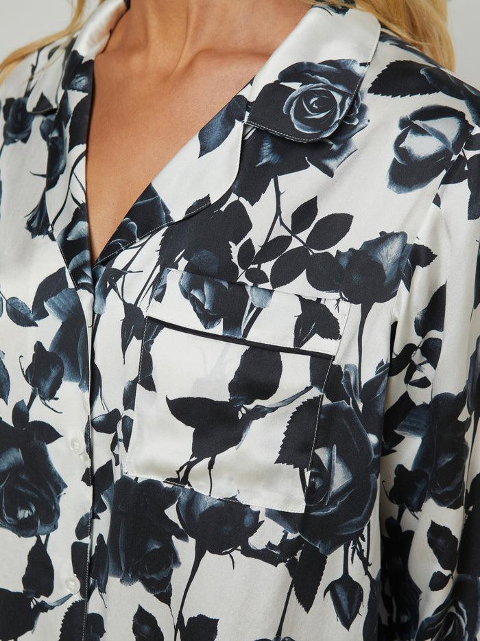 l'agence Ensemble pyjama long en soie Inez Rose Memoire Pearl/Black