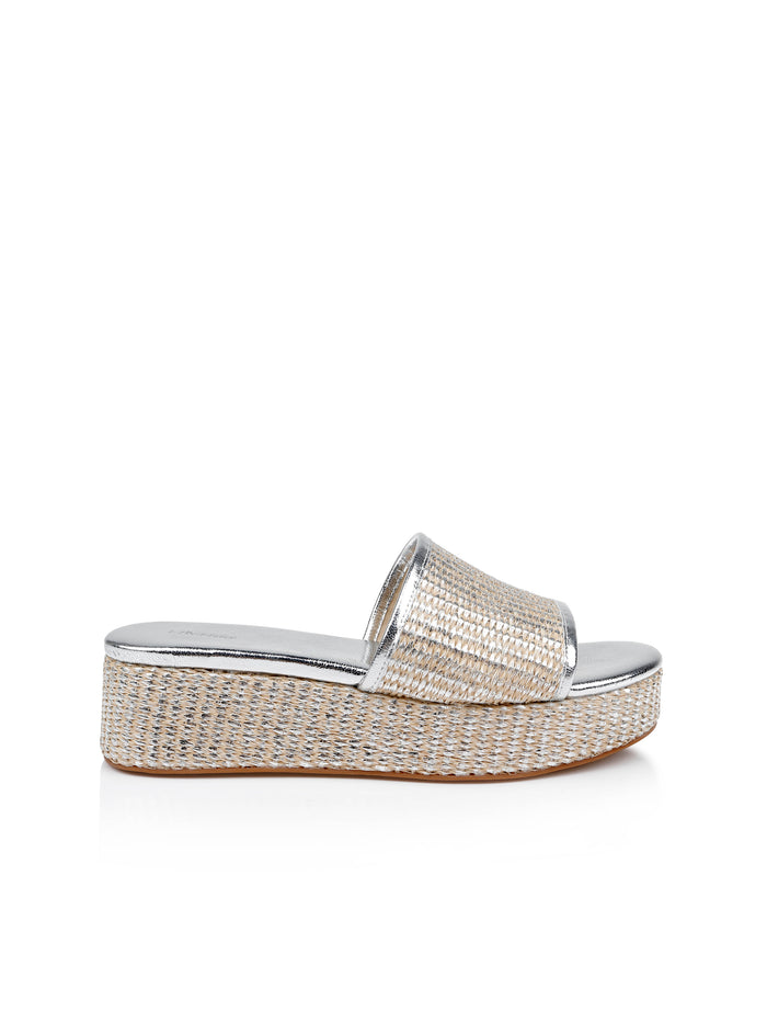 L'agence Espadrilles à Semelle Compensée Inaya Silver Rafia