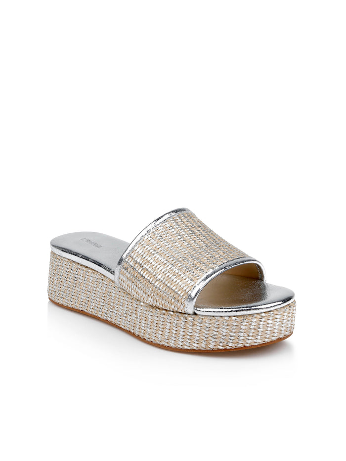 l'agence Espadrilles à semelle compensée Inaya Silver Rafia