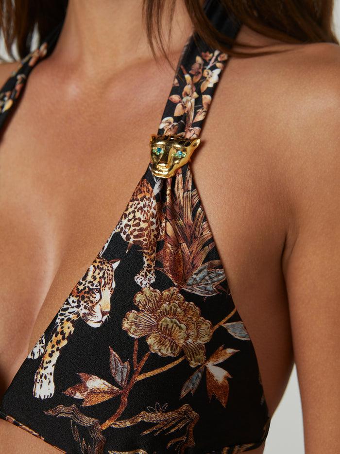 l'agence Haut de maillot de bain triangle Annabelle Black Multi Tapestry Jungle Print