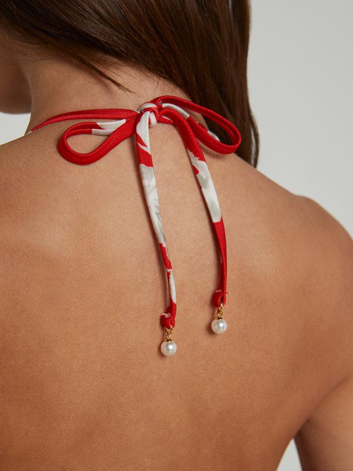 L'agence Haut De Maillot De Bain Triangle Annabelle Red/Ivory Ikebana