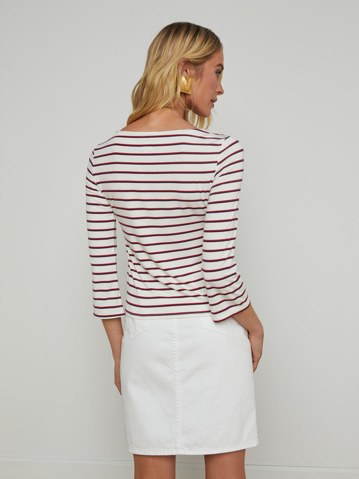 L'agence Haut Rayé à Col Bateau Lucille Red/Navy/White Stripe