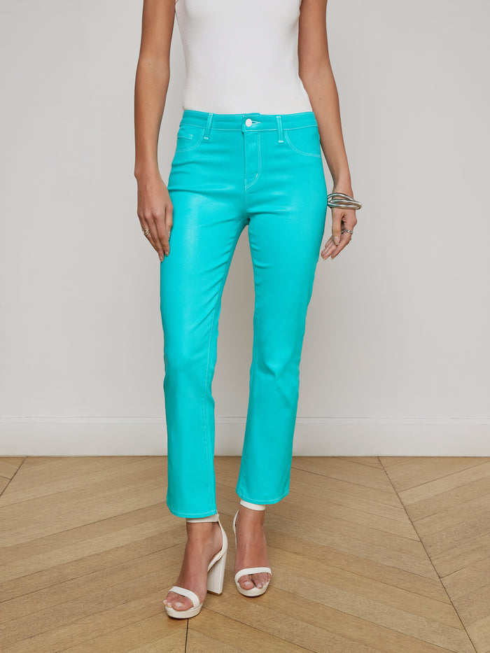 l'agence Jean 7/8 micro boot enduit Tati Pool Blue/White Contrast Coated