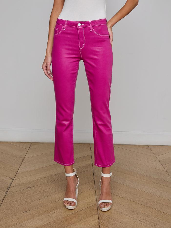 L'agence Jean Bootcut Enduit Tati Festival Fuchsia/White Contrast Coated