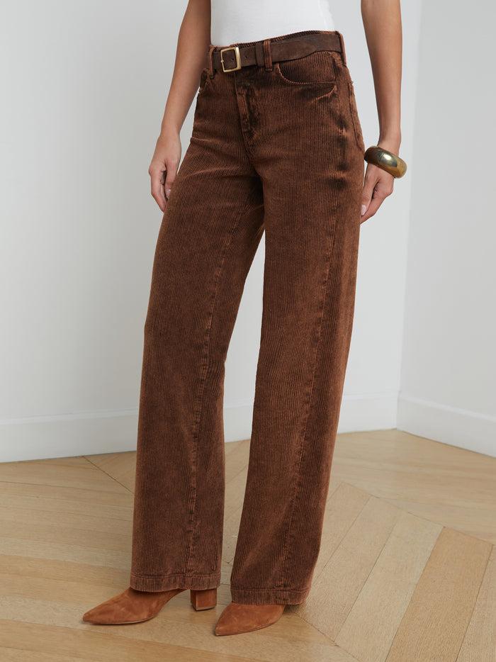 L'agence Jean Large En Velours Côtelé Scottie Saddle Brown