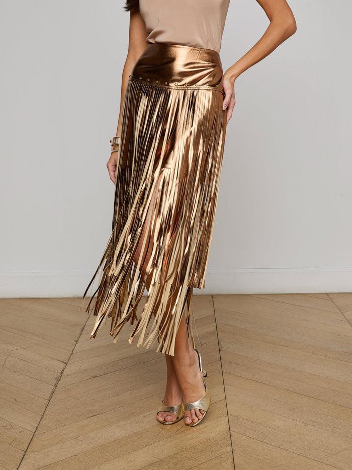 L'agence Jupe à Franges Karolina Metallic Bronze Gold