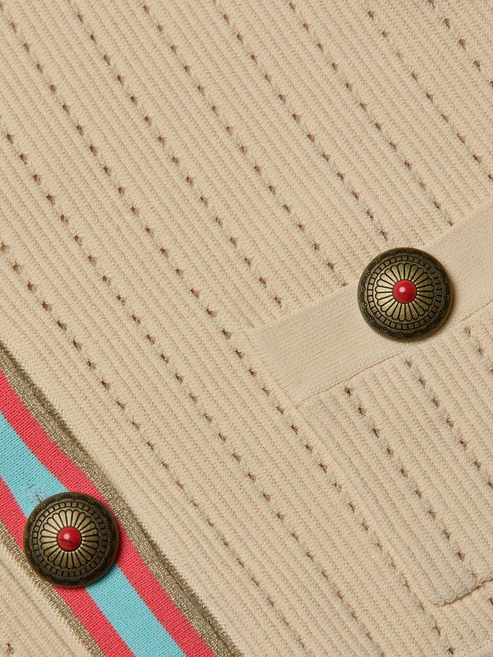 L'agence Jupe En Maille Pointelle Melania Ecru/Coral/Pale Blue