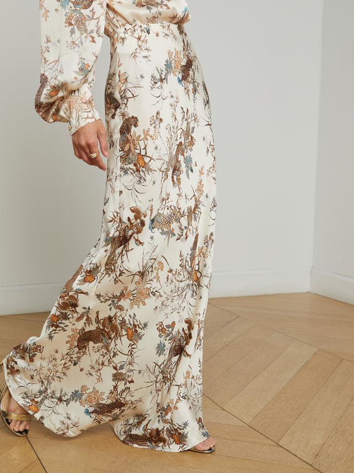 L'agence Jupe Longue Zeta Ecru Multi Tapestry Jungle Print