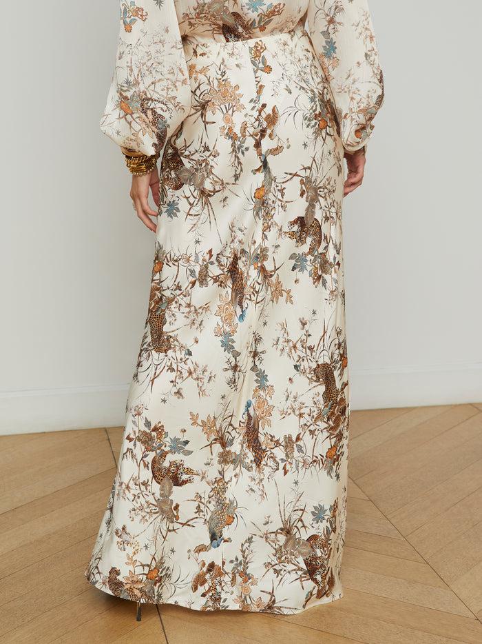L'agence Jupe Longue Zeta Ecru Multi Tapestry Jungle Print