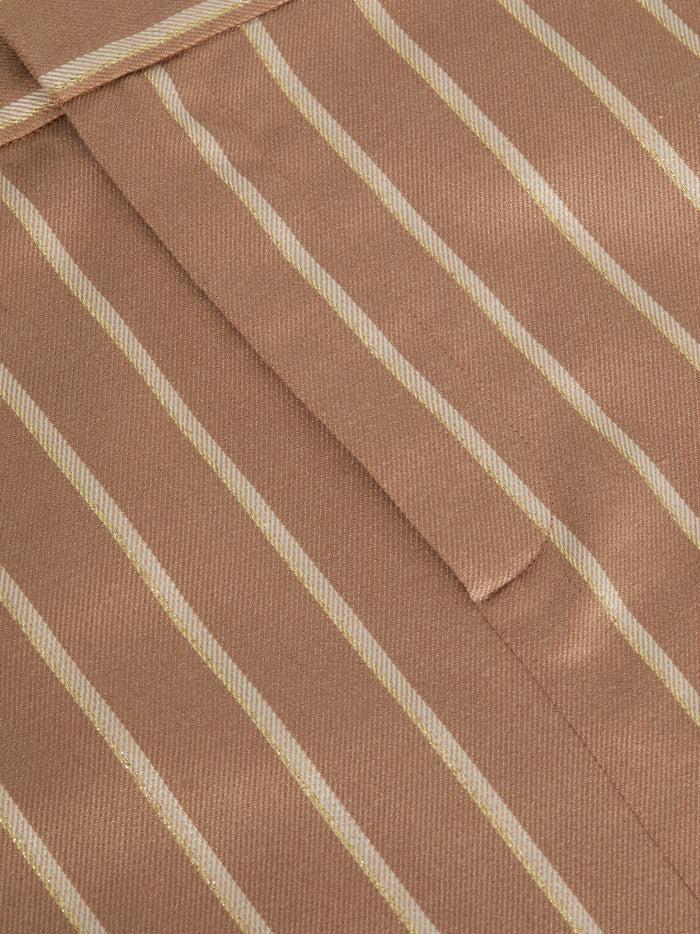 L'agence Jupe Mi-longue à Fines Rayures Madonna Chocolate Malt/Ecru/Gold Lurex Stripe