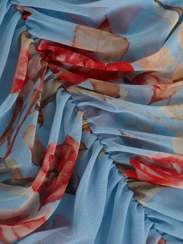 L'agence Jupe Mi-longue En Mesh Isodora Light Blue Tapestry Floral