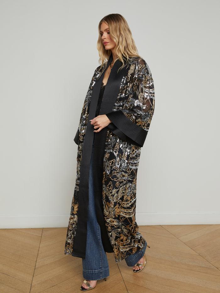 L'agence Kimono Brodé Jin Black/Gunmetal/Gold Multi