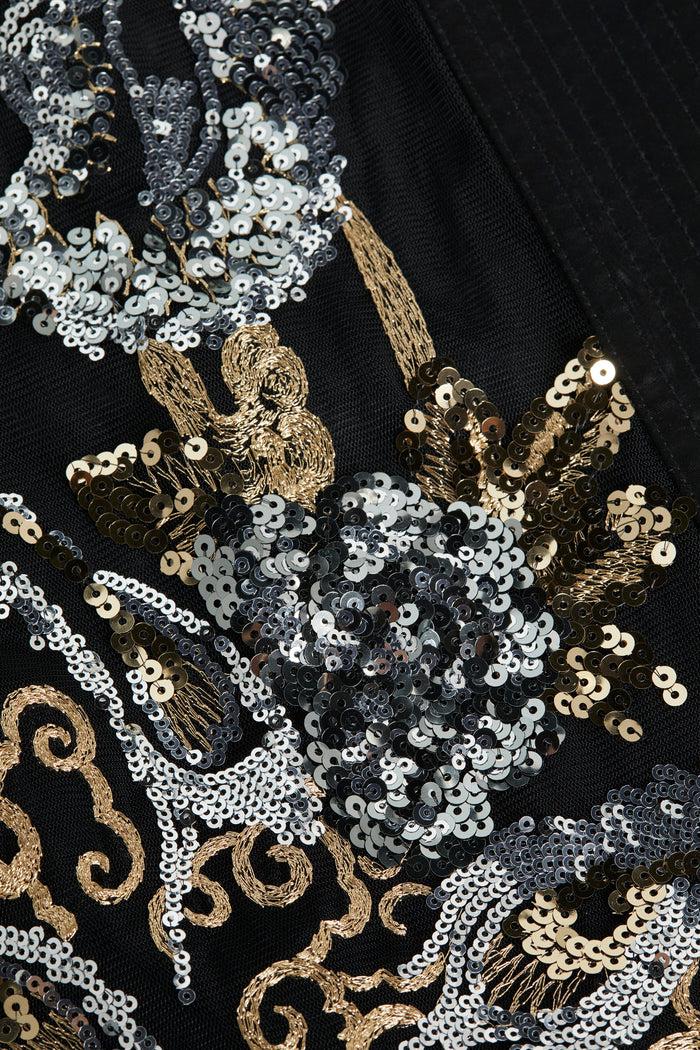 l'agence Kimono brodé Jin Black/Gunmetal/Gold Multi