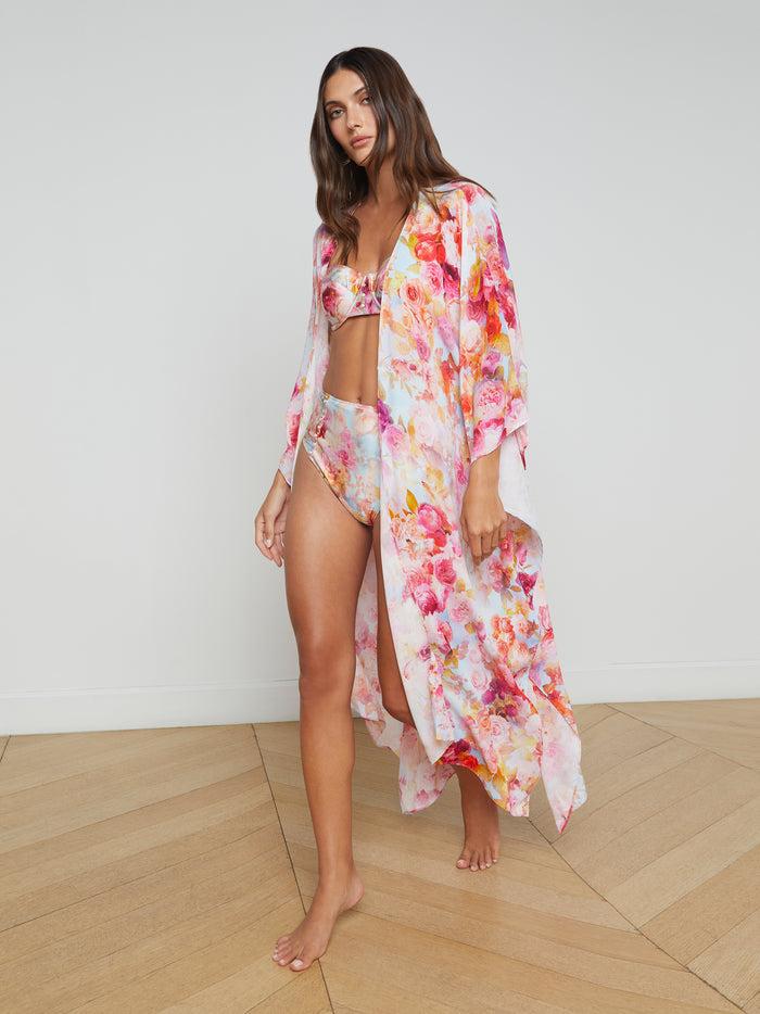 L'agence Kimono De Plage Kara Multi Soft Cloud Floral