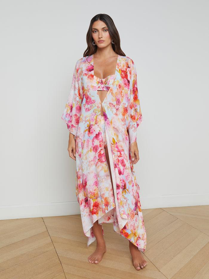 L'agence Kimono De Plage Kara Multi Soft Cloud Floral