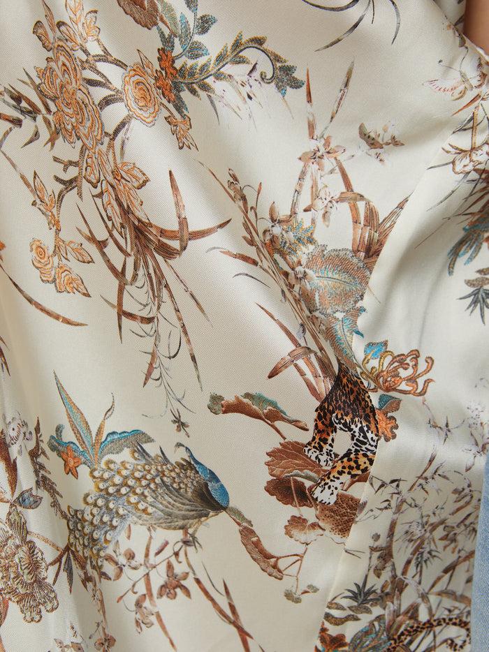 L'agence Kimono En Velours Nabi Fawn/Ecru Multi Tapestry Jungle