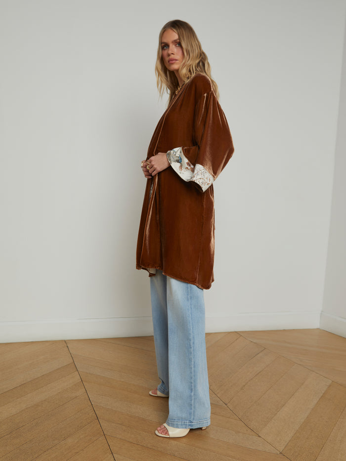 L'agence Kimono En Velours Nabi Fawn/Ecru Multi Tapestry Jungle