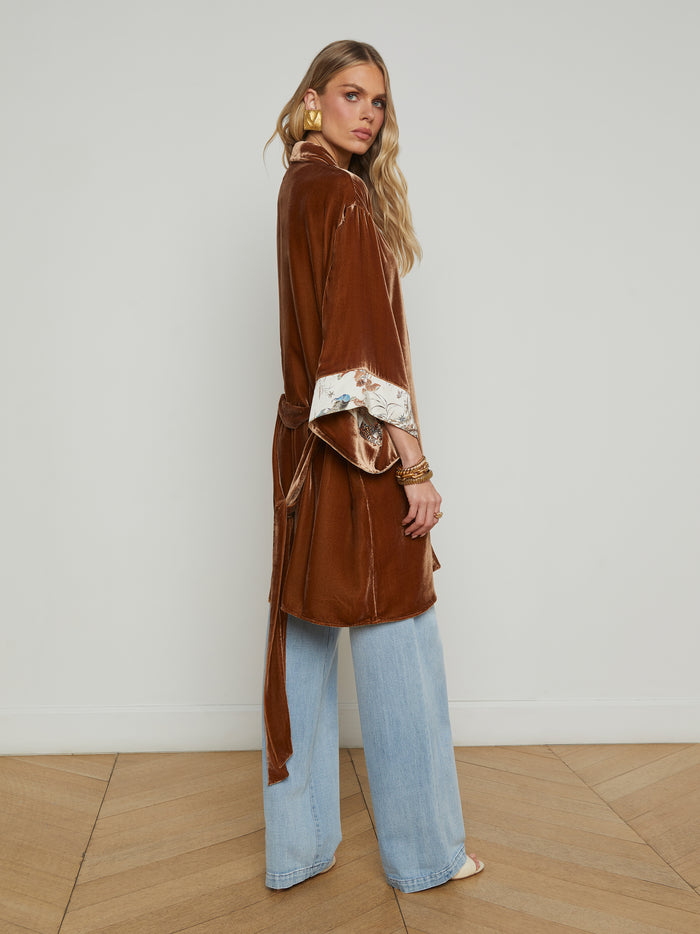 L'agence Kimono En Velours Nabi Fawn/Ecru Multi Tapestry Jungle