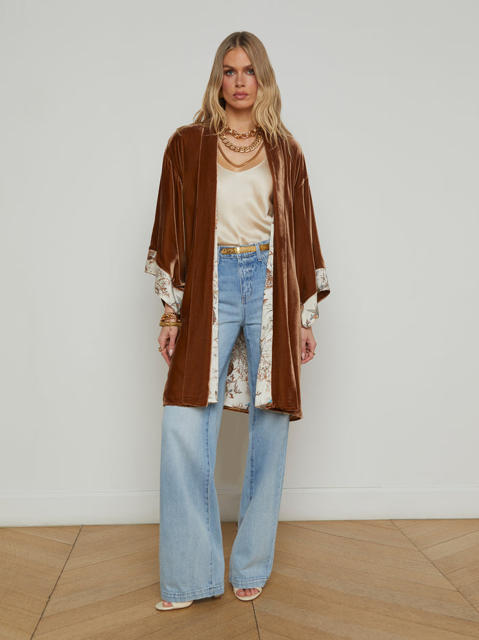 l'agence Kimono en velours Nabi Fawn/Ecru Multi Tapestry Jungle