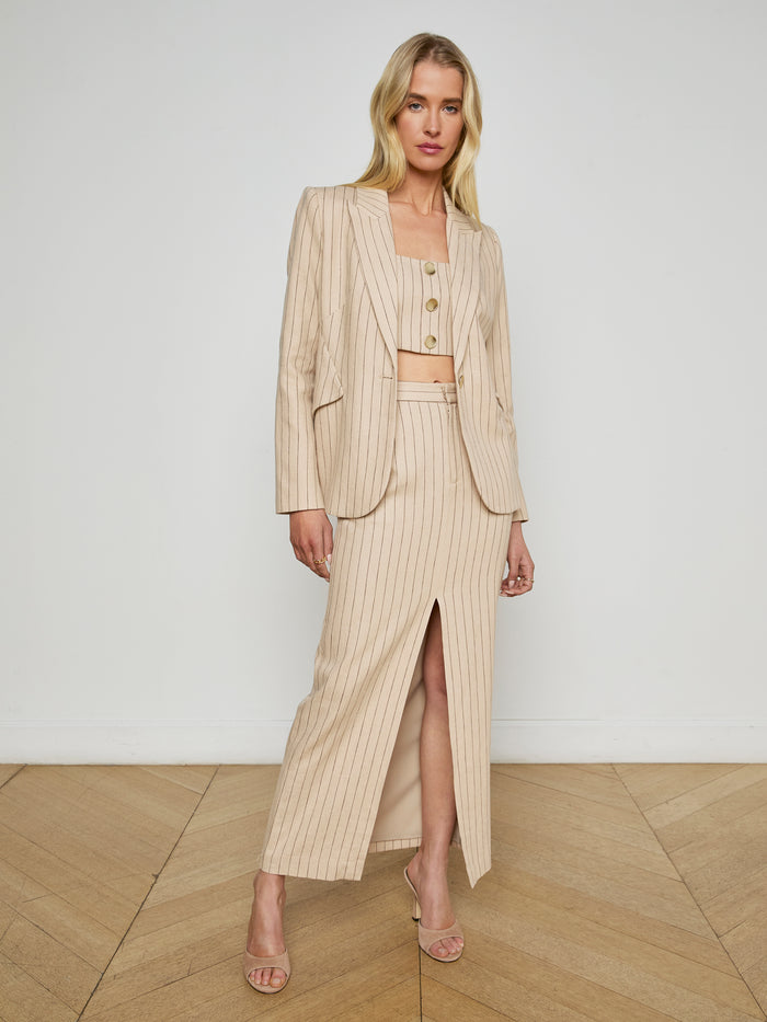 L'agence Blazer Chamberlain Tan/Brown Pinstripe