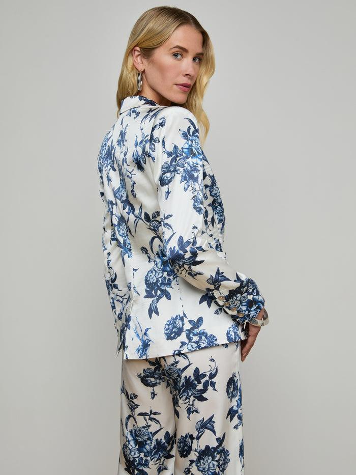 L'agence Blazer Colin White/Blue Painterly Floral