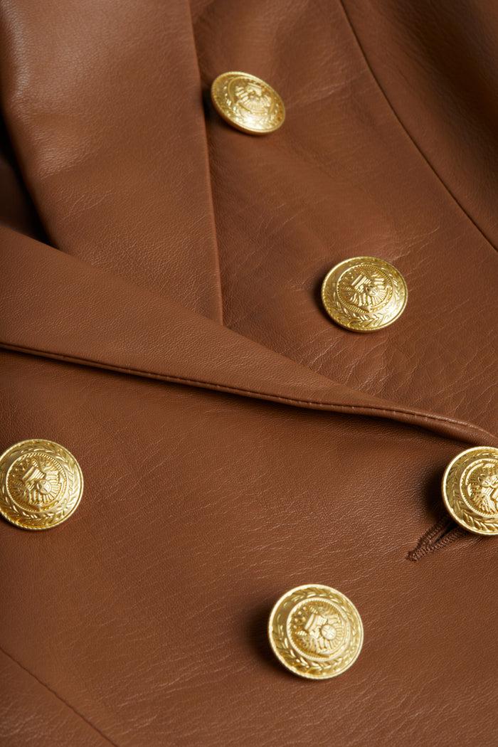 L'agence Blazer En Cuir Bethany Soft Cognac