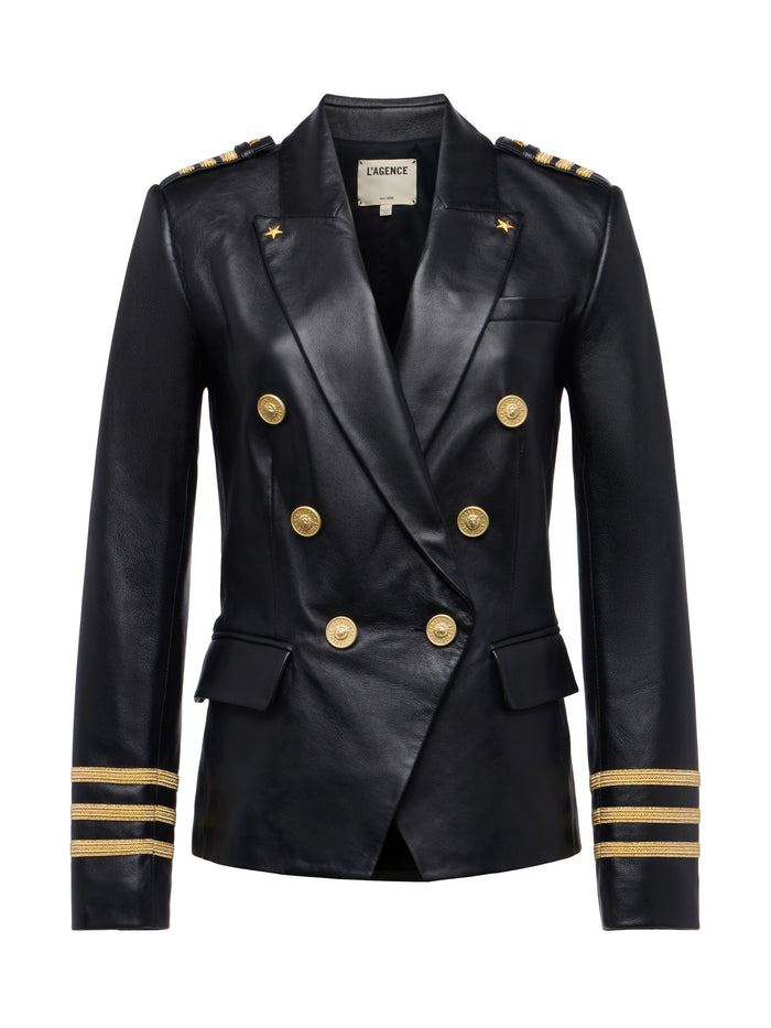 L'agence Blazer En Cuir Kenzie Black