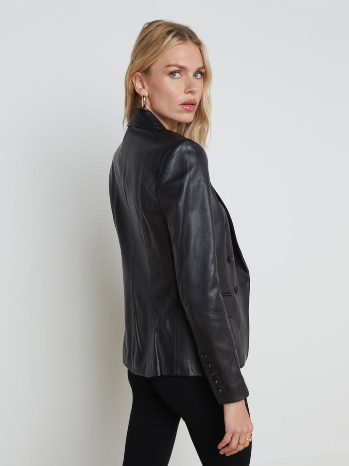 L'agence Blazer En Cuir Kenzie Noir Noir