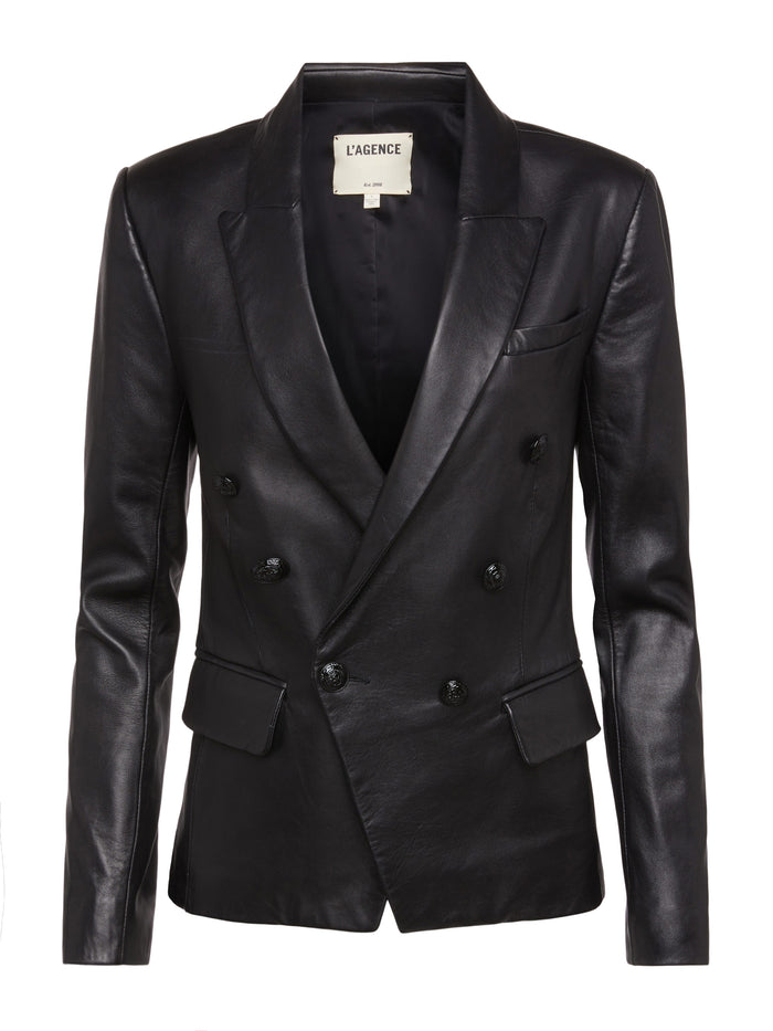 L'agence Blazer En Cuir Kenzie Noir Noir