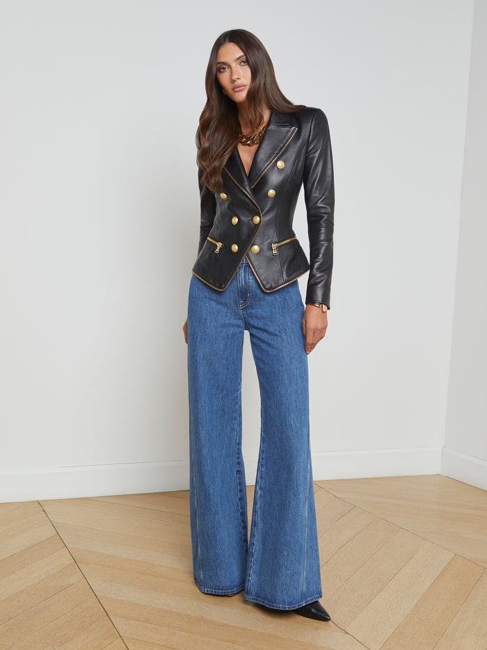 L'agence Blazer En Cuir Ottilie Black